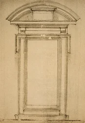 Studio architettonico di una porta, disegno di Michelangelo